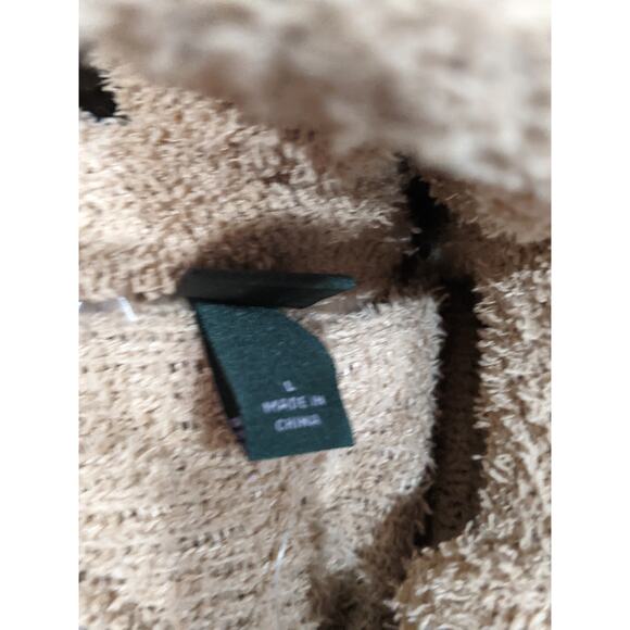 Cropped Cozy Cardigan Wild Fable Taupe L Brown Lightweight Fuzzy VNeck Button Up - Picture 10 of 11